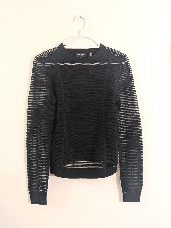 Ted Baker London Tops - Ted Baker London Black Sheer Ladder Knit Openwork Sweater Size 3 US 8